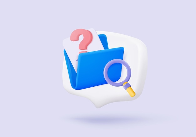 3d media file management concept Searching image and video files in database Document management soft document flow app compound docs concept 3d magnifying icon vector rendering illustration