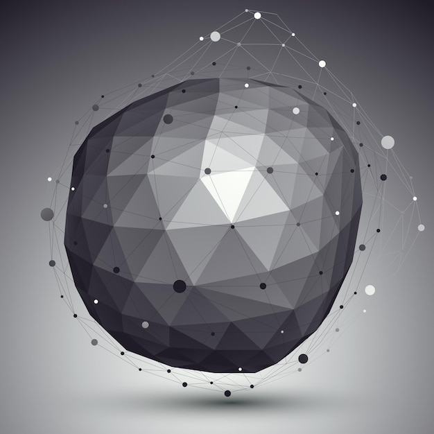 3D mesh modern stylish abstract background, origami black and white facet structure.