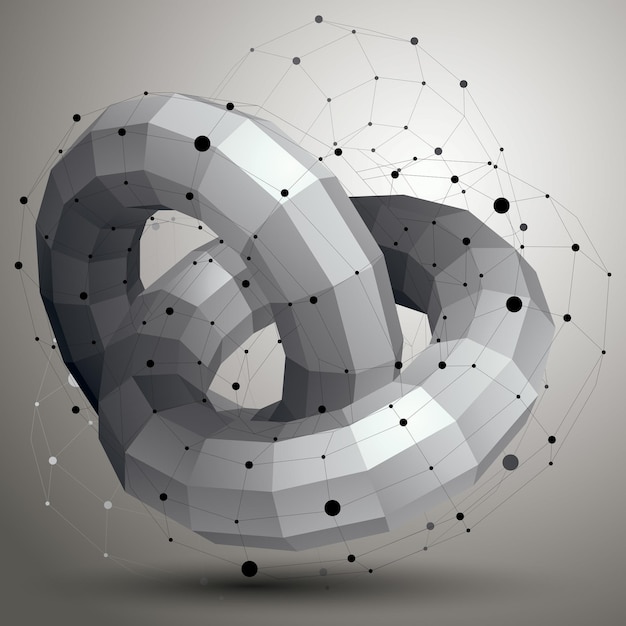 3D mesh modern stylish abstract construction, origami facet object constructed from different geometric parts.