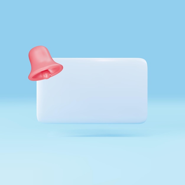 3D Minimal magenta chat bubble on pink background with empty reminder push notification icon