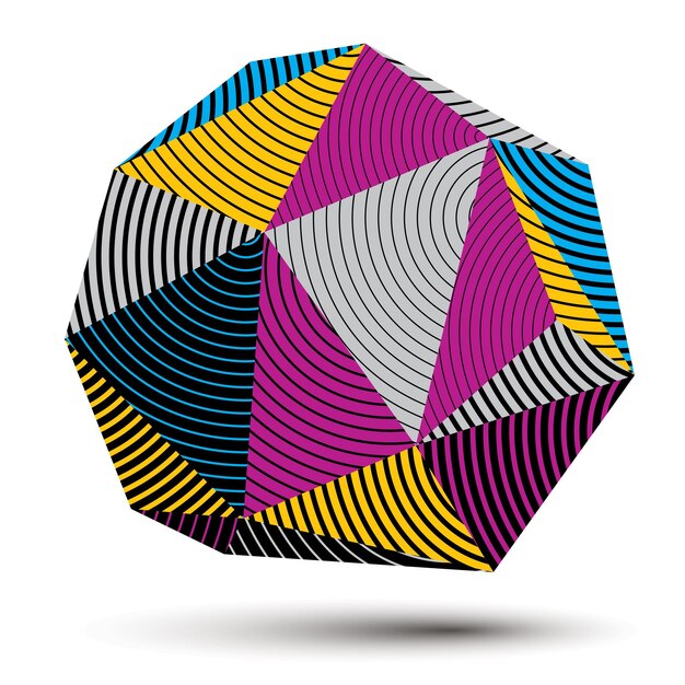 3D modern stylish abstract stripy construction, origami facet vector object constructed from different geometric parts.