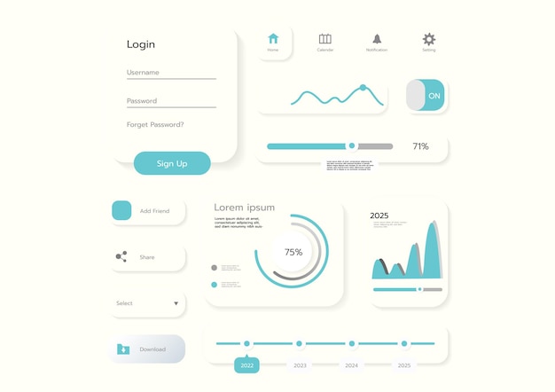 3D Neumorphic Soft UI Design 3D Bottons