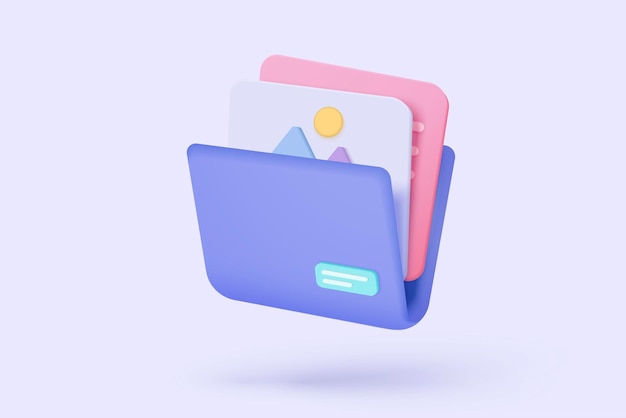 3d paper sheet and folder for management multimedia file cyberspace Image paperwork and video document folder icon Document efficient work on project plan 3d picture icon vector render Illustration