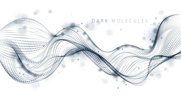 3d particles mesh array, sound wave flowing. Round points vector effect illustration. Blended mesh, 3d futuristic technology style.