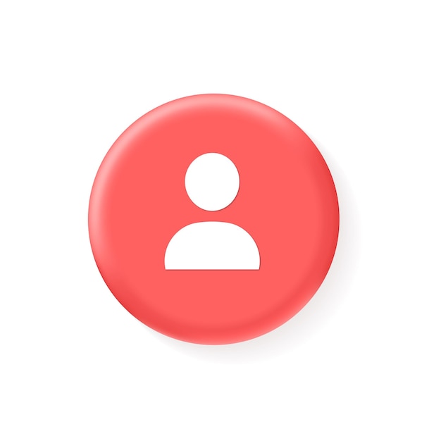 3D personal button icon realistic vector concept isolated