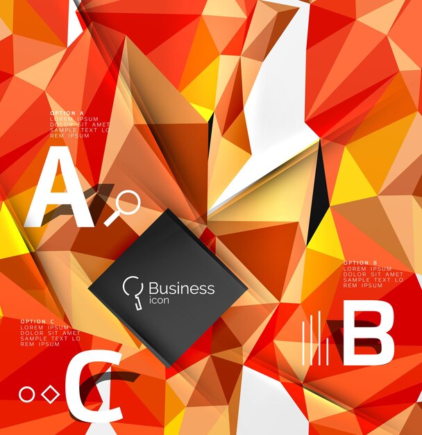 3d polygonal object triangles abstract background Vector template background for workflow layout diagram number options or web design