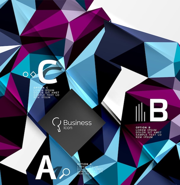 3d polygonal object triangles abstract background Vector template background for workflow layout diagram number options or web design