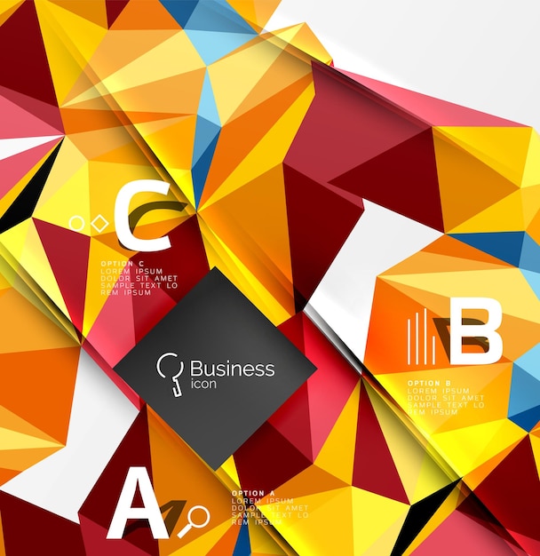 3d polygonal object triangles abstract background Vector template background for workflow layout diagram number options or web design
