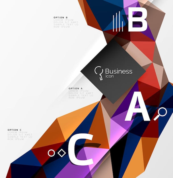 3d polygonal object triangles abstract background Vector template background for workflow layout diagram number options or web design