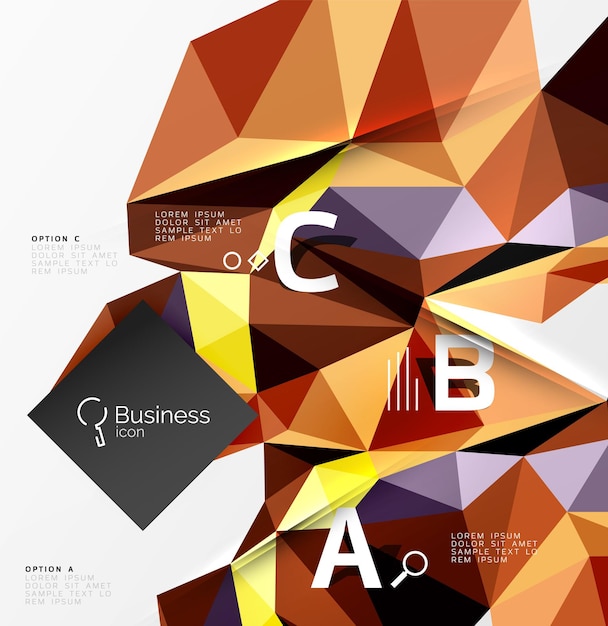 3d polygonal object triangles abstract background Vector template background for workflow layout diagram number options or web design