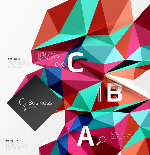 3d polygonal object triangles abstract background Vector template background for workflow layout diagram number options or web design