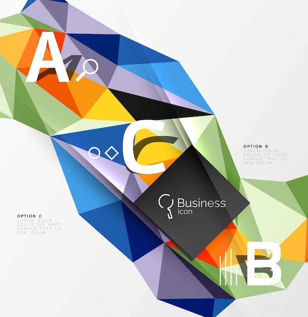 3d polygonal object triangles abstract background Vector template background for workflow layout diagram number options or web design