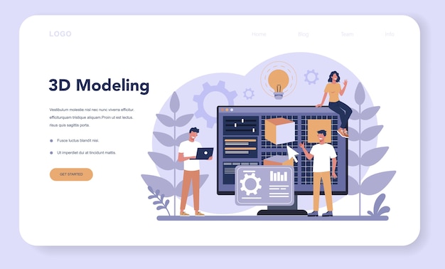 3D Printing technology web banner or landing page