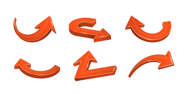 3d realistic red arrows pointing in various directions.