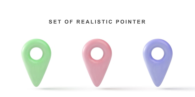 3d realistic set pointer isolated
