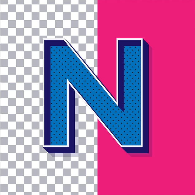 3D Retro Playful Blue Dot Letter N Icon on Adjustable Pink Background