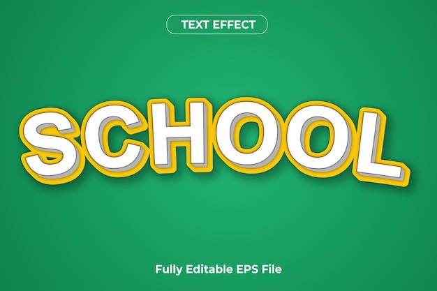 3d school text effect design template with fully editable font in vector