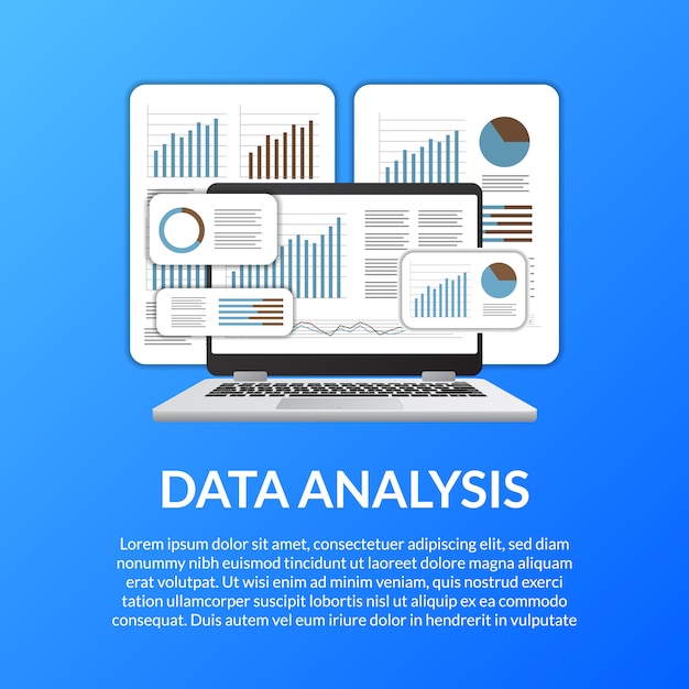 3D screen laptop chart, diagram, bar, infographic for data analysis