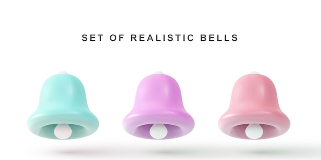 3D set bells on white background