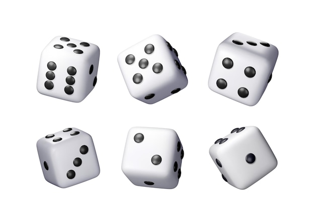 3D set of dice white playing cube isolated