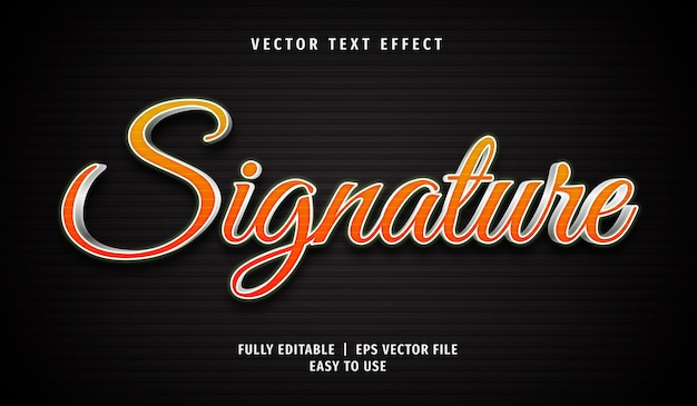 3d signature text effect, editable text style
