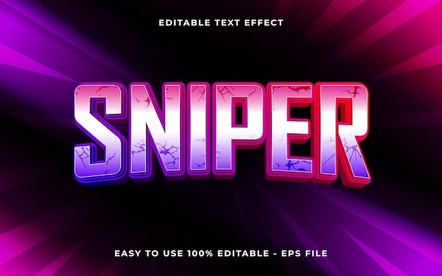 3d sniper gradient scary text style effect template editable text effect