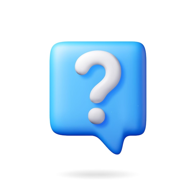3D speech bubble with question mark isolated