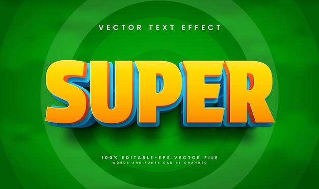3d Super green editable vector text effect suitable for poster banner or promotion product title