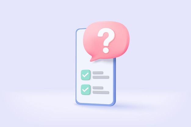 3d task management todo check list with mobile phone fast work on project plan survey feedback questionnaire mark choice in document concept exam checklist icon 3d vector render illustration