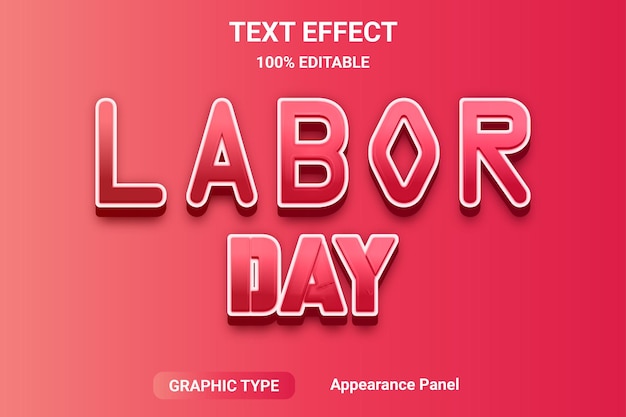 3d text effect labor day comic font style