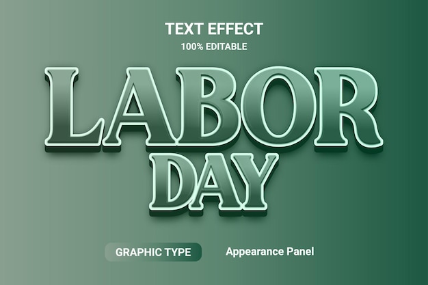 3d text effect labor day comic font style