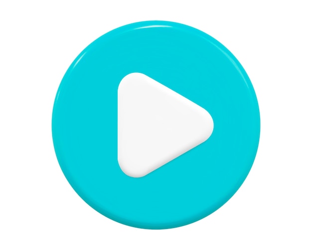 3d turquoise play button icon Symbol to watch tv video movie live stream Stock vector
