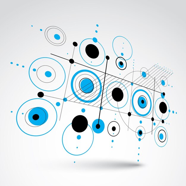 3d vector abstract blue background created in bauhaus retro style. dimensional modern geometric composition can be used as templates and layouts.
