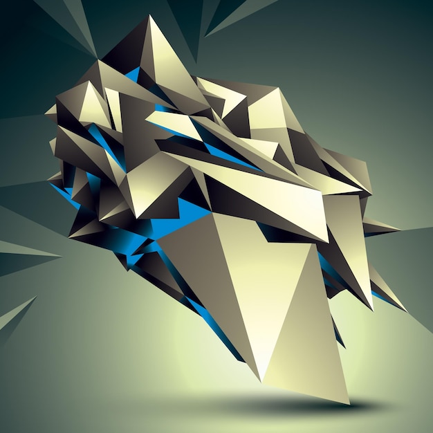 3D vector abstract technology illustration, perspective geometric unusual object. Origami shape.
