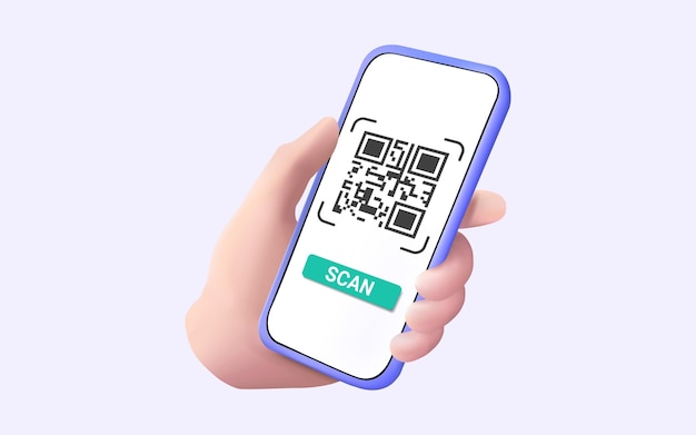 3d Vector illustration of Online payment concept QR code scanning payment on mobile Bill payment