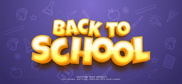3d vector text Back to school with editable style effect