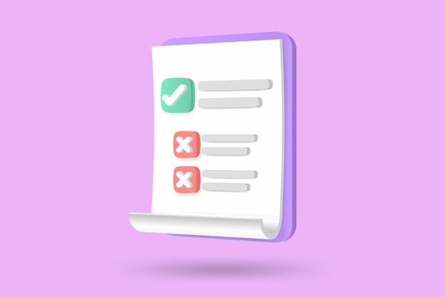 3d white clipboard task management todo check list work project plan concept fast checklist