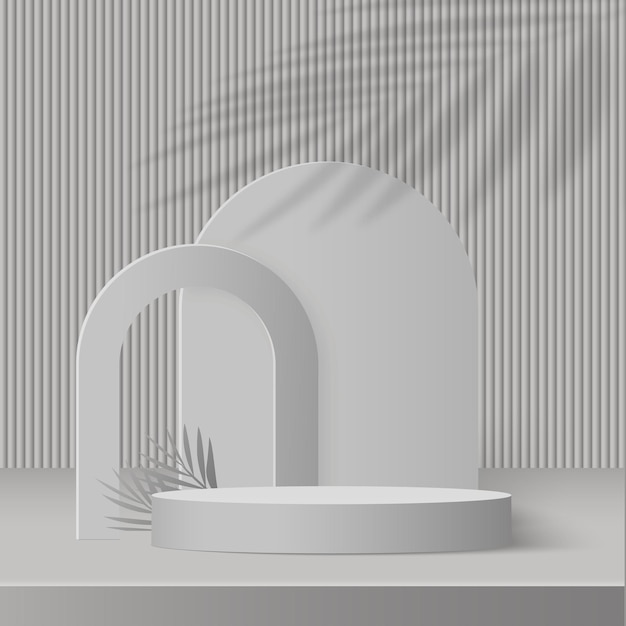 3d white color podium and minimal white wall scene vector