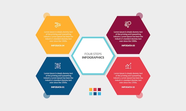 4 steps or four options minimalistic premium infographics vector template