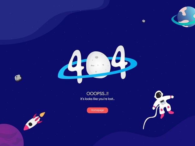 404 error page with a space theme