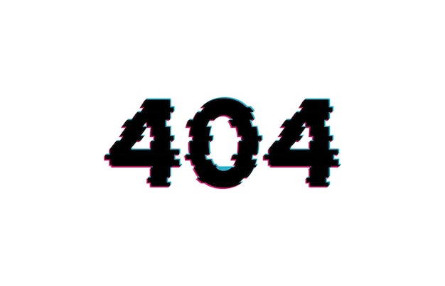 404 Not Found Internet Information Concept Glitch Style on a White Background Trendy Glitched Vector illustration
