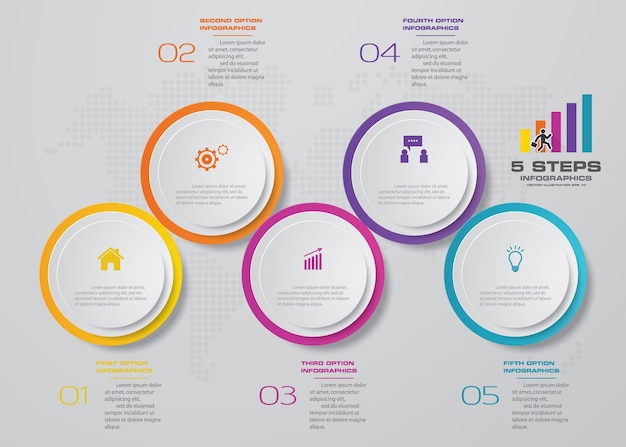 5 steps timeline infographic element chart.
