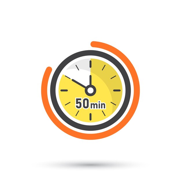 50 minutes on stopwatch icon in flat style clock face timer vector illustration on isolated background countdown sign business concept