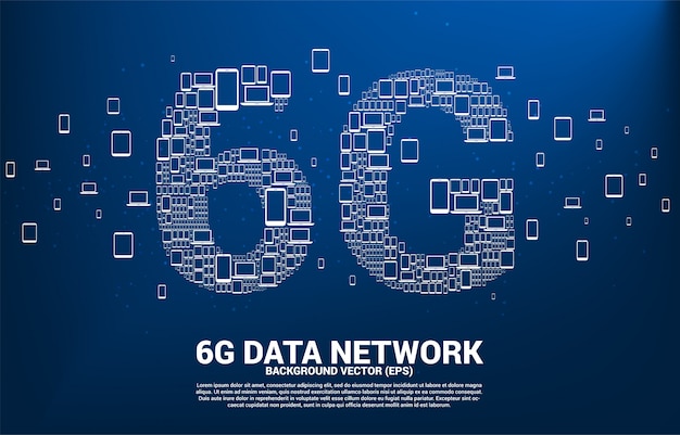 6G Data technology from device icon. 