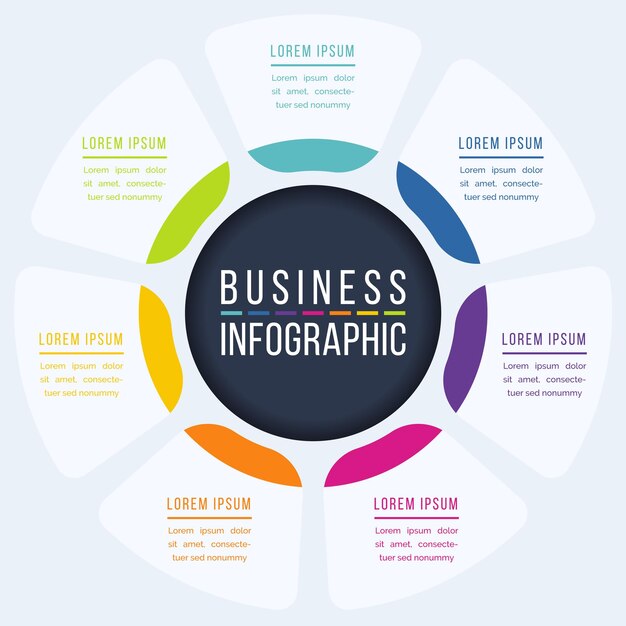 7 options infographic circle design 7 steps objects elements or options information business info