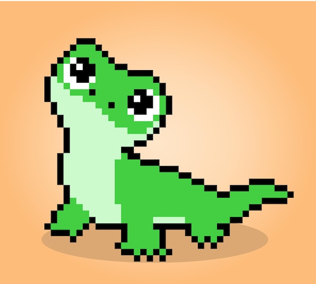 8 bit pixel gecko colored green lizards pixel in vector illustrations for game assets