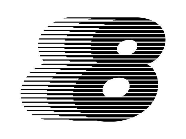 8 Eight Number Speed Line Abstract Optical Illusion Stripe Halftone Symbol Icon Vector Illustration