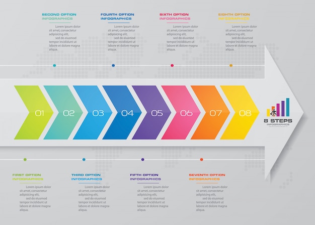 8 steps arrow infographics element template 