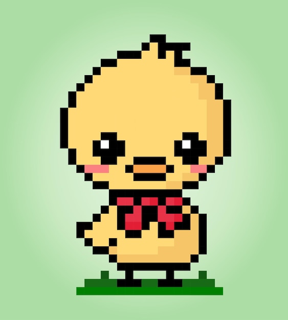 8bit duck pixels animal game assets in vector illustrations
