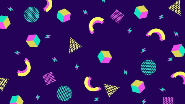 90s and 80s background template with retro style textures and abstract shapes